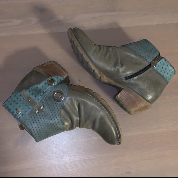 Wanda Panda Green Leather Moto Booties - Women’s Size 37 - Picture 7 of 7